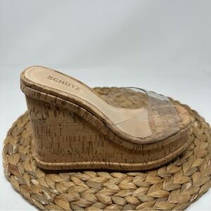 SCHUTZ Dalle Vinyl Sandals Transparent Tan Size 7.5 Women's